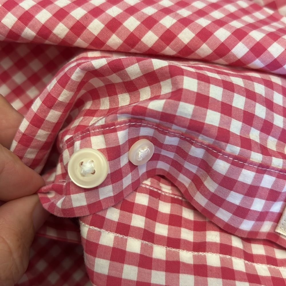 Brooks Brothers Pink White Checkered Button Down Cotton Shirt Size L EUC - Picture 9 of 10